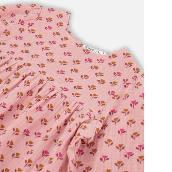 Deux par Deux Pink Tulip Muslin Long Sleeve Dress Baby 24M - Picture 4 of 11